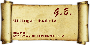 Gilinger Beatrix névjegykártya